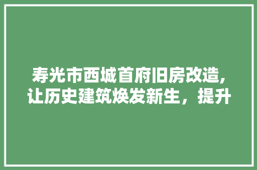 寿光市西城首府旧房改造,让历史建筑焕发新生，提升城市品质 MI家设计指南