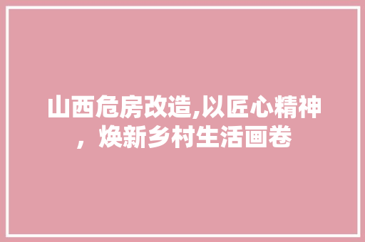山西危房改造,以匠心精神，焕新乡村生活画卷 MI家设计指南