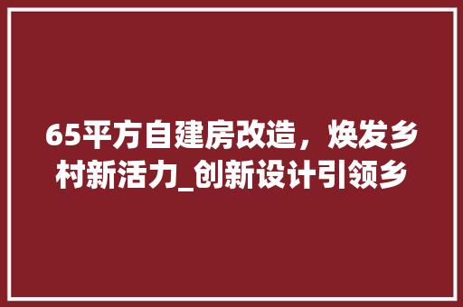 65平方自建房改造，焕发乡村新活力_创新设计引领乡村振兴新篇章 MI家公司推荐