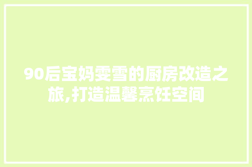 90后宝妈雯雪的厨房改造之旅,打造温馨烹饪空间
