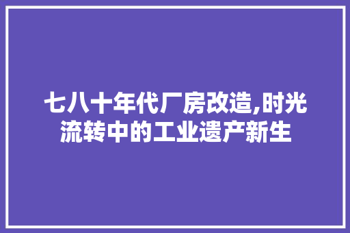 七八十年代厂房改造,时光流转中的工业遗产新生