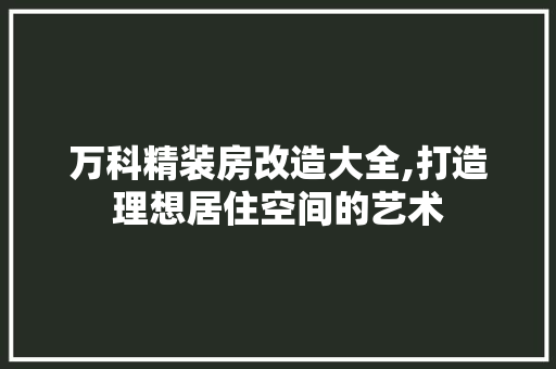 万科精装房改造大全,打造理想居住空间的艺术
