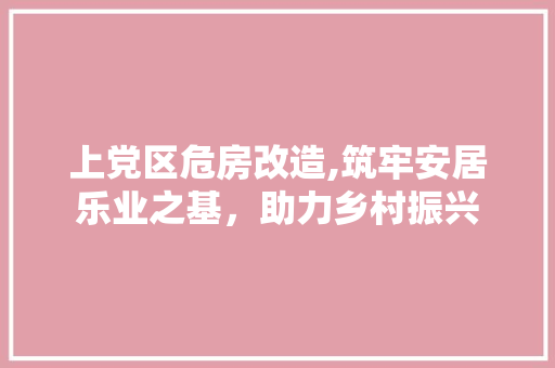 上党区危房改造,筑牢安居乐业之基，助力乡村振兴 MI家设计指南