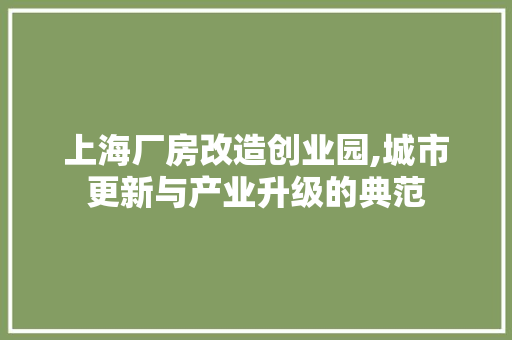 上海厂房改造创业园,城市更新与产业升级的典范 MI家设计指南