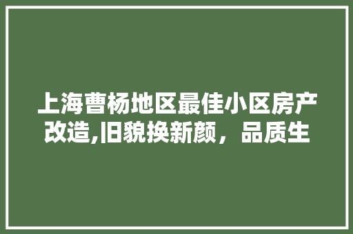 上海曹杨地区最佳小区房产改造,旧貌换新颜，品质生活新起点