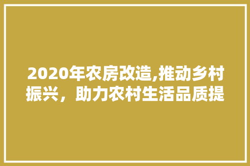 2020年农房改造,推动乡村振兴，助力农村生活品质提升