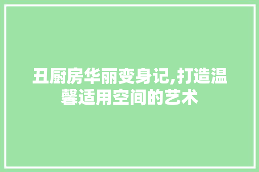 丑厨房华丽变身记,打造温馨适用空间的艺术