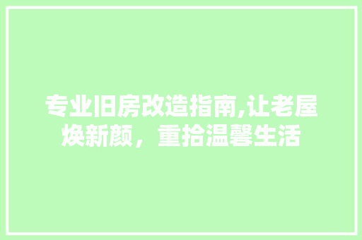 专业旧房改造指南,让老屋焕新颜，重拾温馨生活 MI家设计指南
