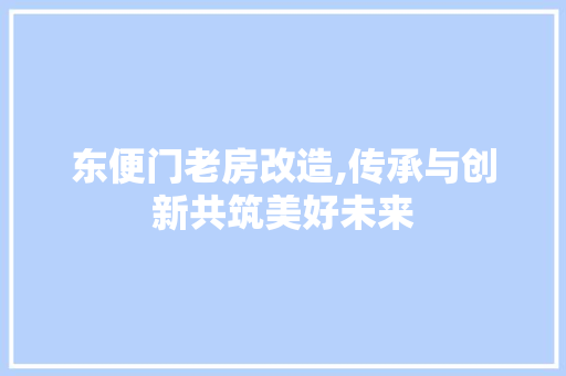 东便门老房改造,传承与创新共筑美好未来