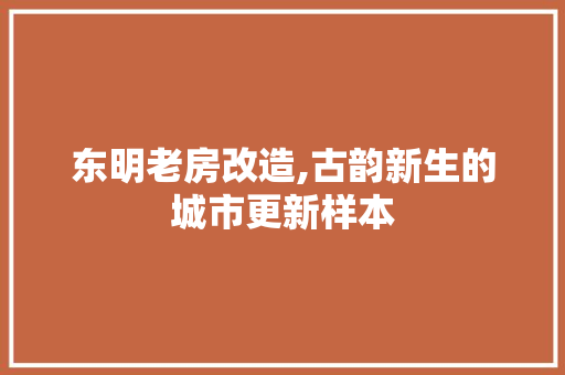 东明老房改造,古韵新生的城市更新样本