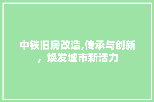 中铁旧房改造,传承与创新，焕发城市新活力