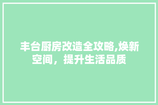 丰台厨房改造全攻略,焕新空间，提升生活品质