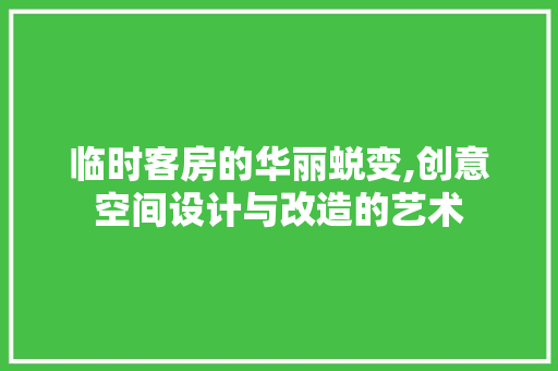 临时客房的华丽蜕变,创意空间设计与改造的艺术
