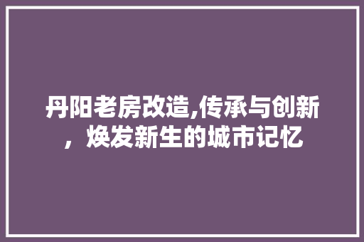 丹阳老房改造,传承与创新，焕发新生的城市记忆