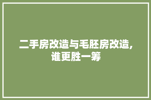 二手房改造与毛胚房改造,谁更胜一筹