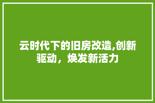 云时代下的旧房改造,创新驱动，焕发新活力