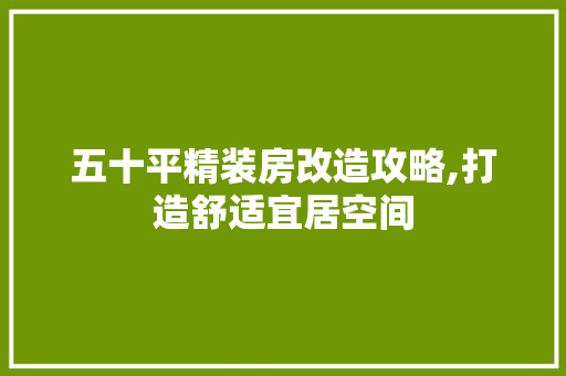 五十平精装房改造攻略,打造舒适宜居空间