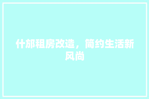 什邡租房改造，简约生活新风尚