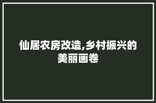 仙居农房改造,乡村振兴的美丽画卷(仙居新农村改造政策)