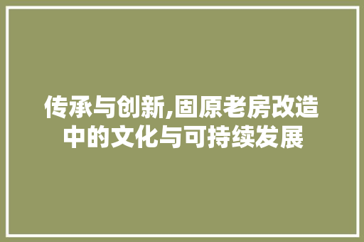 传承与创新,固原老房改造中的文化与可持续发展