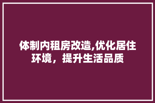 体制内租房改造,优化居住环境，提升生活品质(体制内租房改造,优化居住环境,提升生活品质)