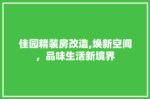 佳园精装房改造,焕新空间，品味生活新境界 MI家装修攻略