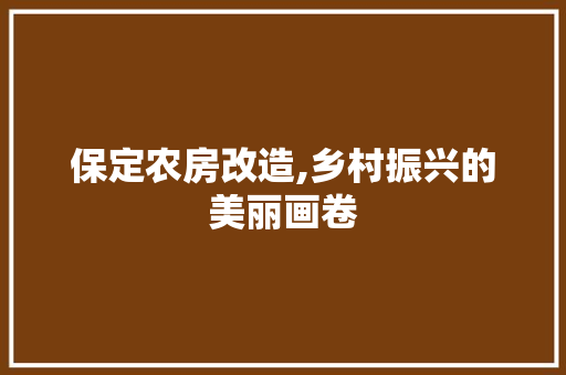 保定农房改造,乡村振兴的美丽画卷
