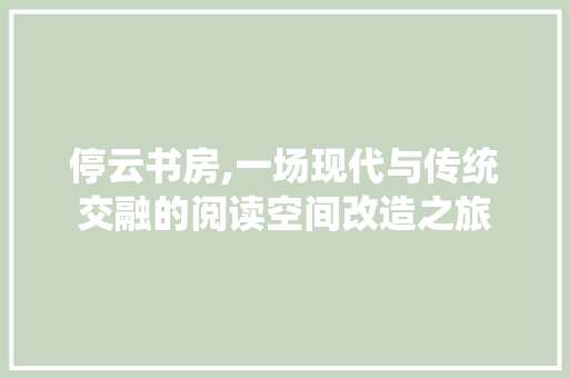 停云书房,一场现代与传统交融的阅读空间改造之旅