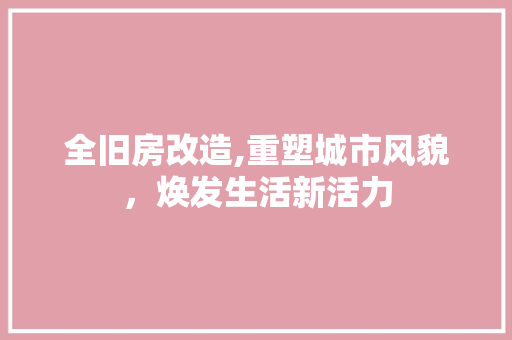 全旧房改造,重塑城市风貌，焕发生活新活力