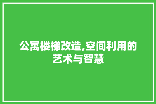公寓楼梯改造,空间利用的艺术与智慧