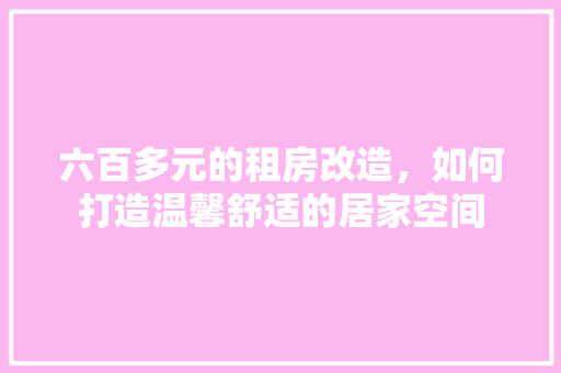 六百多元的租房改造，如何打造温馨舒适的居家空间