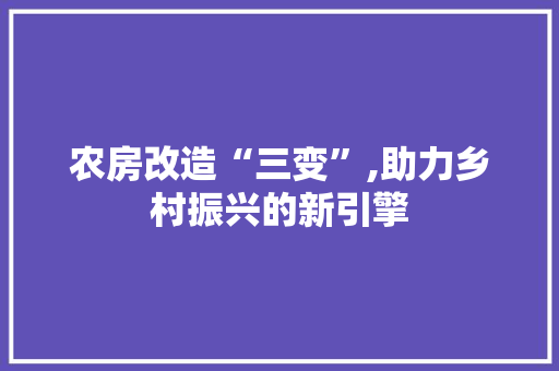 农房改造“三变”,助力乡村振兴的新引擎
