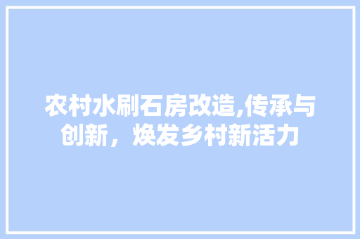 农村水刷石房改造,传承与创新，焕发乡村新活力