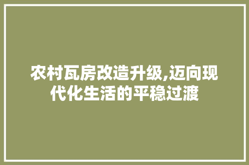 农村瓦房改造升级,迈向现代化生活的平稳过渡