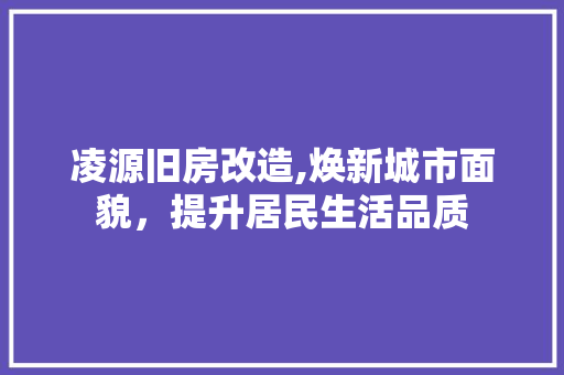 凌源旧房改造,焕新城市面貌，提升居民生活品质 MI家公司推荐