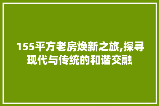 155平方老房焕新之旅,探寻现代与传统的和谐交融(55平老房子改造案例)