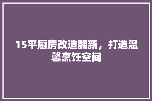 15平厨房改造翻新，打造温馨烹饪空间 MI家装修攻略