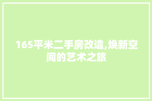 165平米二手房改造,焕新空间的艺术之旅