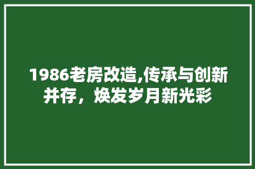 1986老房改造,传承与创新并存，焕发岁月新光彩