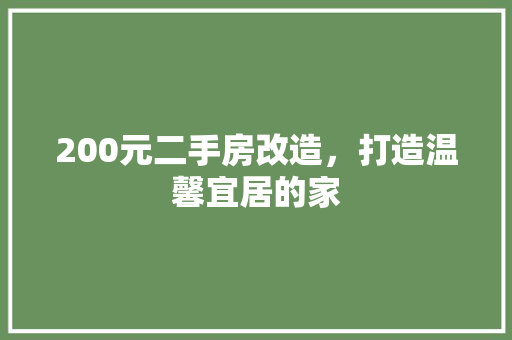 200元二手房改造，打造温馨宜居的家