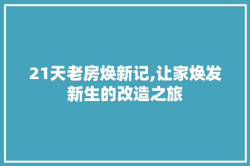21天老房焕新记,让家焕发新生的改造之旅
