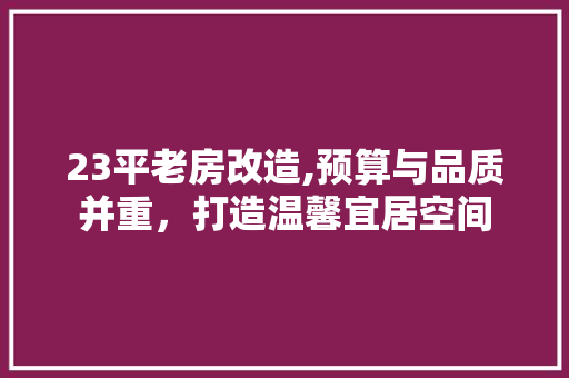 23平老房改造,预算与品质并重，打造温馨宜居空间