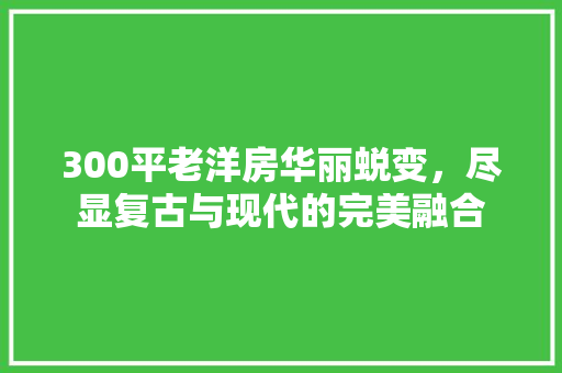 300平老洋房华丽蜕变，尽显复古与现代的完美融合 MI家装修经验