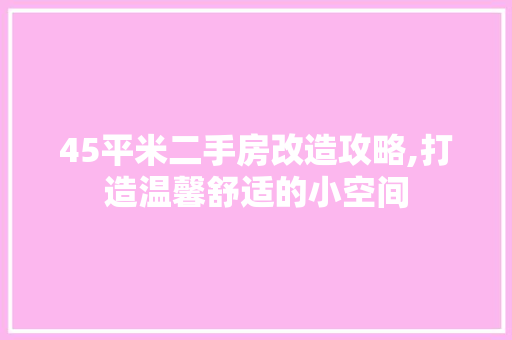 45平米二手房改造攻略,打造温馨舒适的小空间