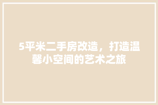 5平米二手房改造，打造温馨小空间的艺术之旅 MI家设计指南