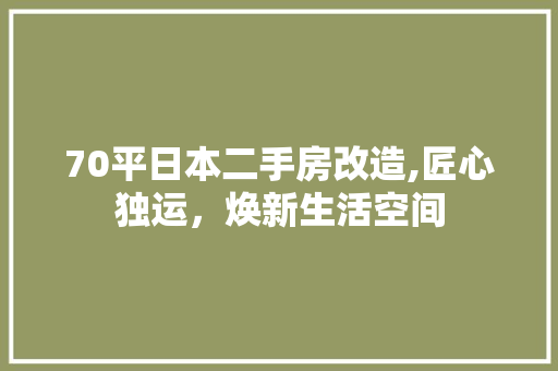 70平日本二手房改造,匠心独运，焕新生活空间 MI家公司推荐