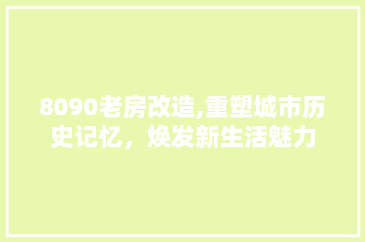8090老房改造,重塑城市历史记忆，焕发新生活魅力