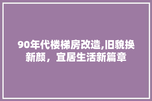 90年代楼梯房改造,旧貌换新颜，宜居生活新篇章