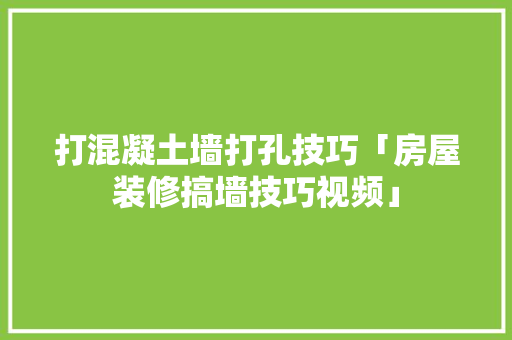 打混凝土墙打孔技巧「房屋装修搞墙技巧视频」(混凝土墙打孔视频全过程)