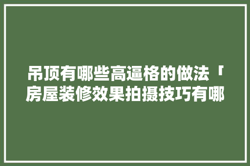 吊顶有哪些高逼格的做法「房屋装修效果拍摄技巧有哪些」 吊顶有哪些高逼格的做法「房屋装修效果拍摄技巧有哪些」 MI家设计指南